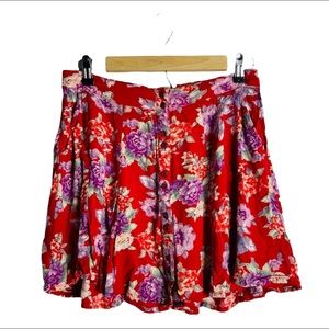 Kimchi blue full mini skirt floral romantic button